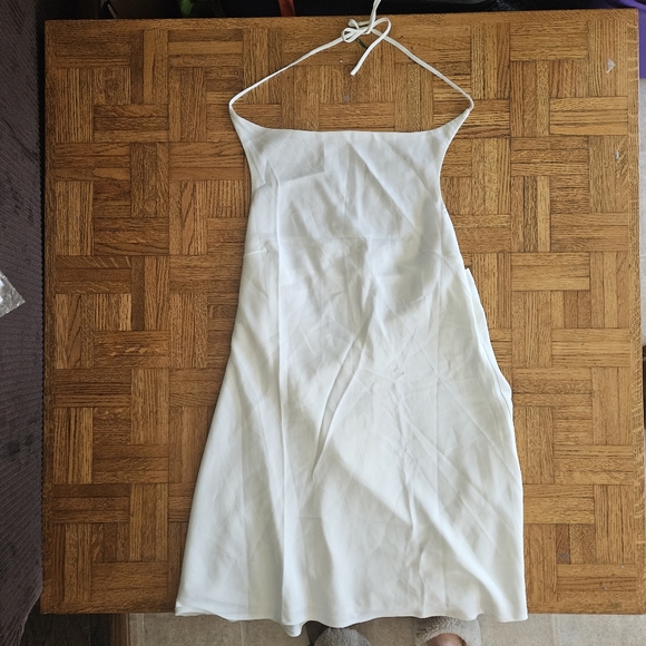 Peppermayo Ezra Satin‎ Mini Dress White Us Size 10 Open Back Halter Top - Picture 3 of 9